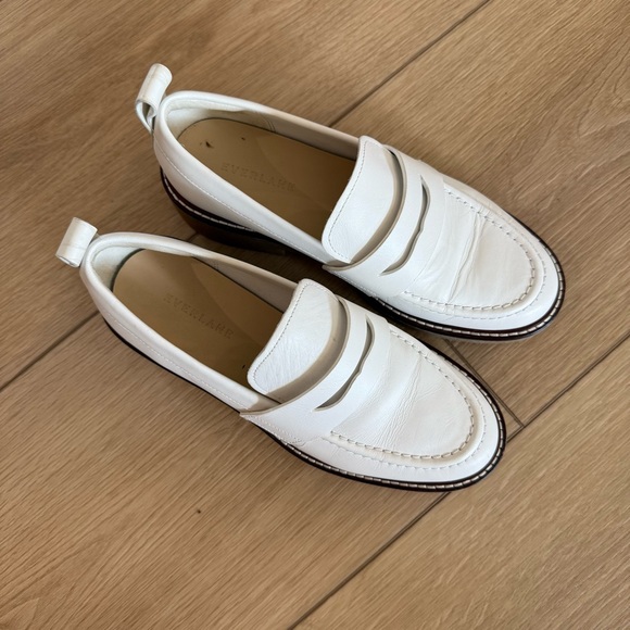 Everlane White Leather Loafers with Chunky Sole Womens 7 - Picture 2 of 6